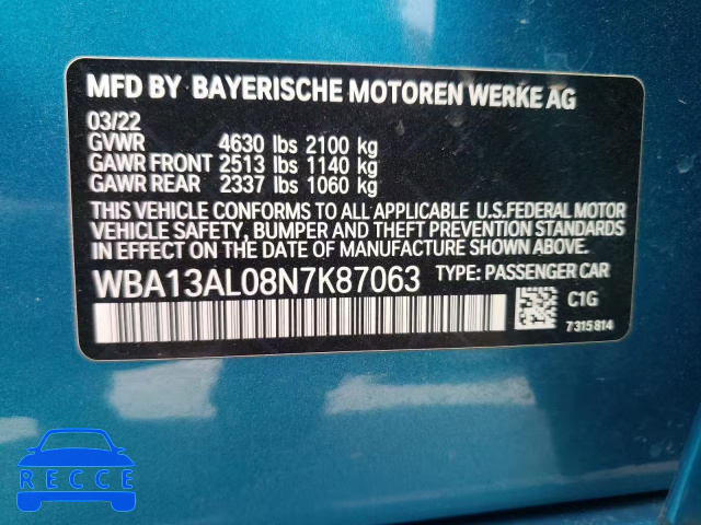 2022 BMW M235XI WBA13AL08N7K87063 зображення 12