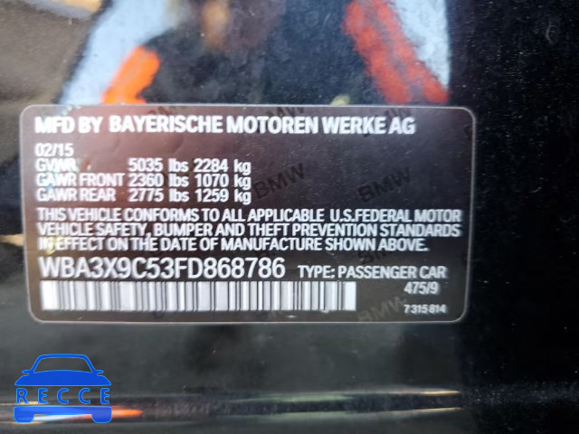 2015 BMW 335 XIGT WBA3X9C53FD868786 image 11