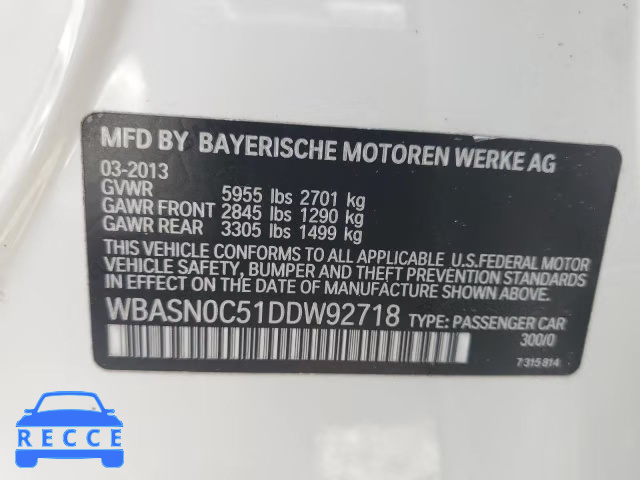 2013 BMW 550 IGT WBASN0C51DDW92718 зображення 12