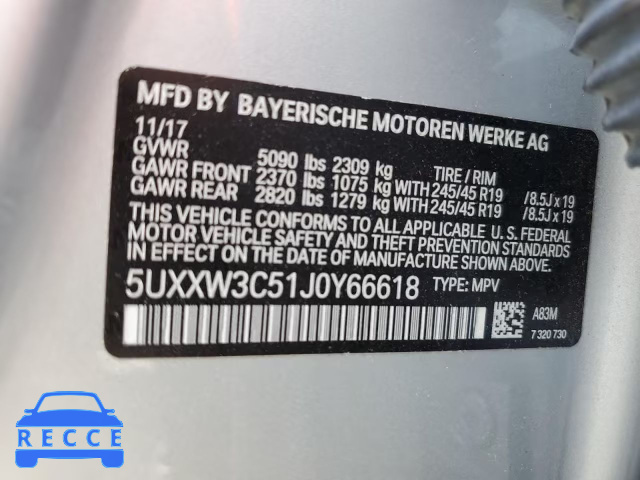 2018 BMW X4 XDRIVE2 5UXXW3C51J0Y66618 image 12