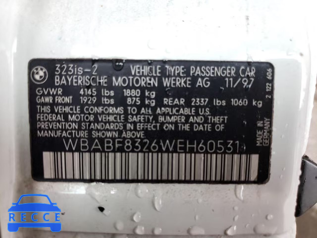 1998 BMW 323 IS AUT WBABF8326WEH60531 зображення 12