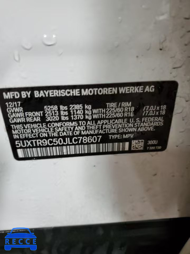 2018 BMW X3 XDRIVE 5UXTR9C50JLC78607 image 12