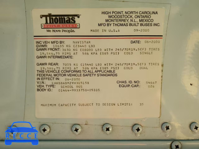 2000 INTERNATIONAL 3000 3800 1HVBBABM2YH305158 image 12