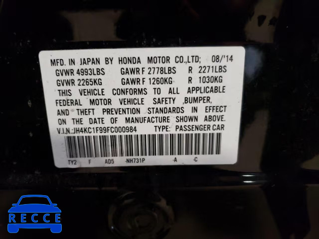 2015 ACURA RLX ADVANC JH4KC1F99FC000984 image 11