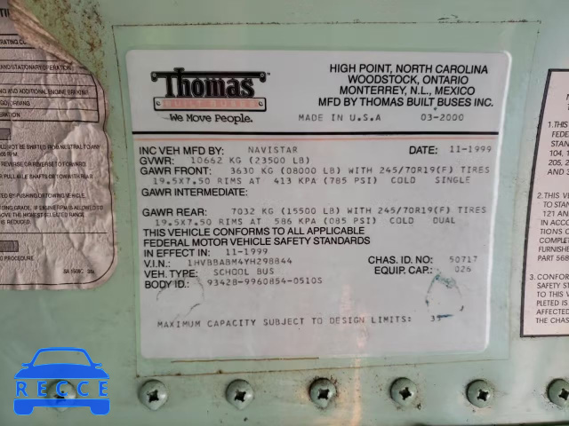 2000 INTERNATIONAL 3000 3800 1HVBBABM4YH298844 зображення 12