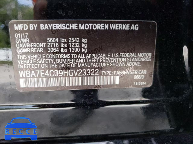 2017 BMW 740 XI WBA7E4C39HGV23322 зображення 11