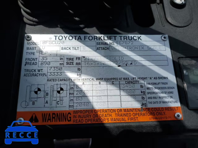 2015 TOYOTA FORKLIFT 67872 image 9