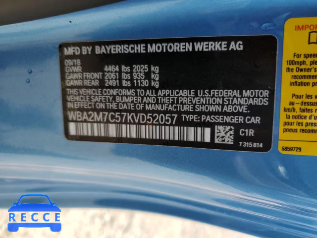 2019 BMW 230I WBA2M7C57KVD52057 зображення 11