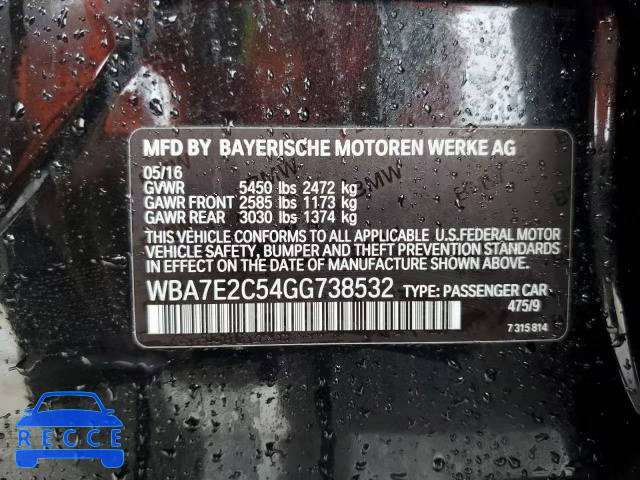 2016 BMW 740 I WBA7E2C54GG738532 зображення 9