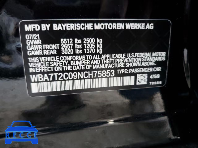 2022 BMW 740 I WBA7T2C09NCH75853 image 9