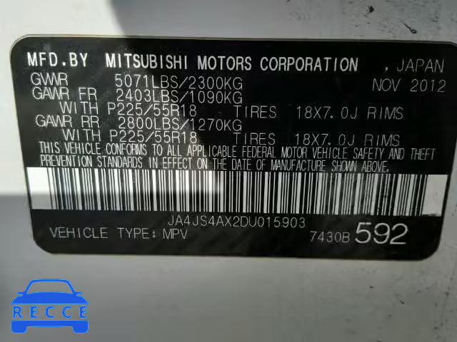 2013 MITSUBISHI OUTLANDER JA4JS4AX2DU015903 image 9