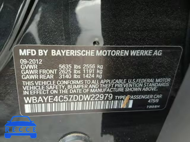 2013 BMW 740LI WBAYE4C57DDW22979 Bild 9