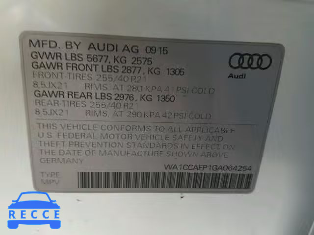 2016 AUDI SQ5 PREMIU WA1CCAFP1GA064254 зображення 9