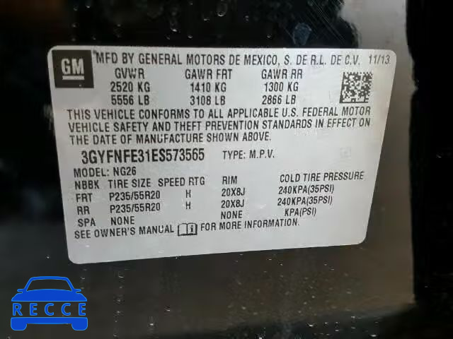 2014 CADILLAC SRX PERFOR 3GYFNFE31ES573565 image 9