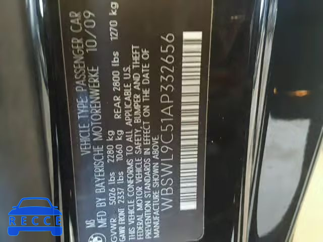 2010 BMW M3 WBSWL9C51AP332656 зображення 9