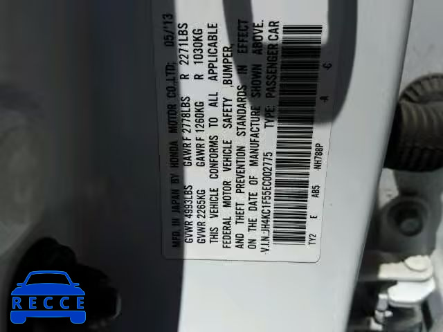 2014 ACURA RLX TECH JH4KC1F55EC002775 зображення 9