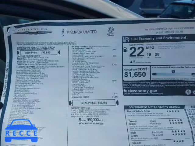 2017 CHRYSLER PACIFICA L 2C4RC1GG2HR727360 image 8