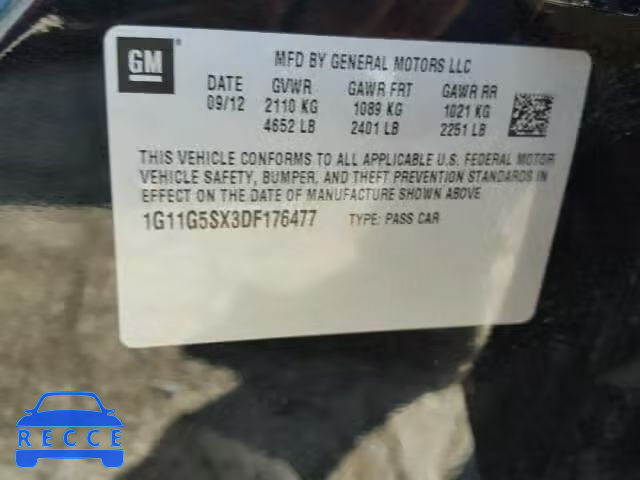 2013 CHEVROLET MALIBU 3LT 1G11G5SX3DF176477 image 9