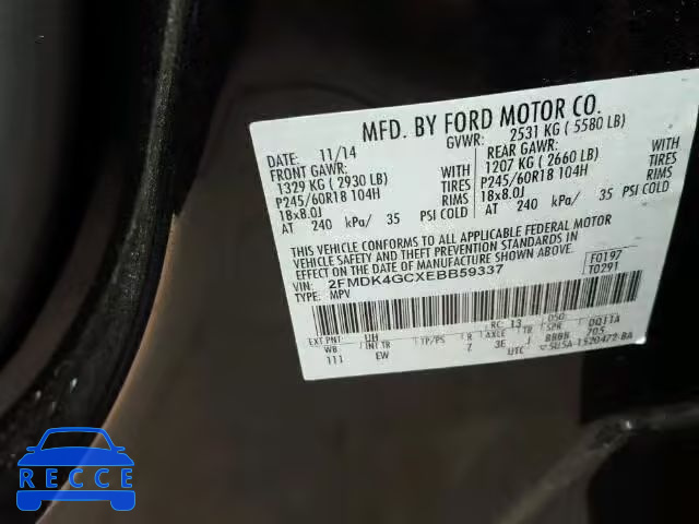 2014 FORD EDGE SE AW 2FMDK4GCXEBB59337 image 9