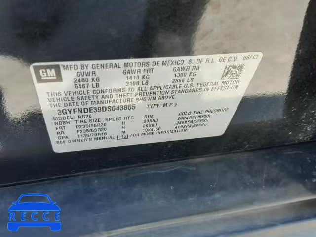 2013 CADILLAC SRX PERFOR 3GYFNDE39DS643865 image 9