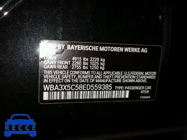 2014 BMW 328XI GT WBA3X5C58ED559385 зображення 9