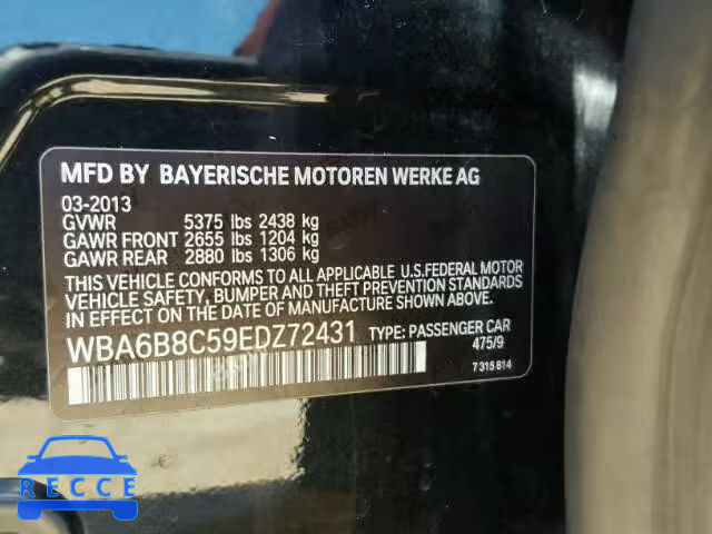 2014 BMW 640XI GRAN WBA6B8C59EDZ72431 зображення 9