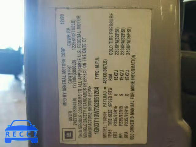 1999 GMC ENVOY 1GKDT13W7X2951264 image 9