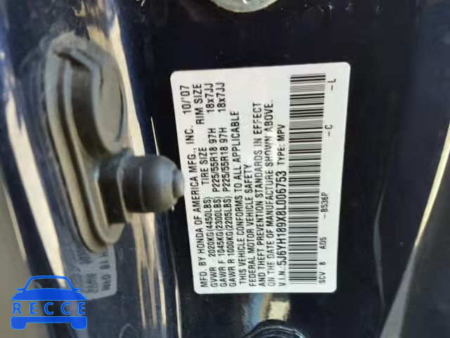 2008 HONDA ELEMENT SC 5J6YH189X8L006753 image 9