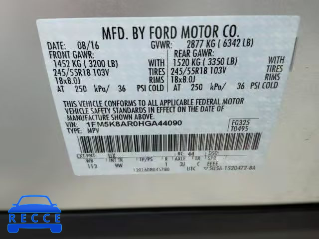 2017 FORD EXPLORER P 1FM5K8AR0HGA44090 image 9