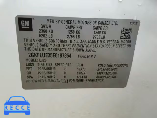 2014 GMC TERRAIN DE 2GKFLUE35E6187864 зображення 9