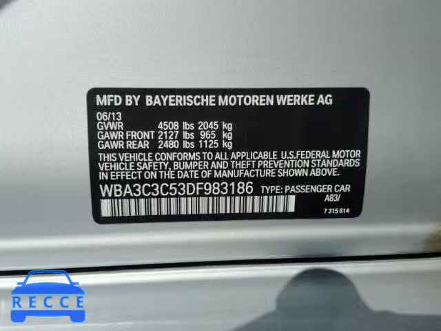 2013 BMW 320I XDRIV WBA3C3C53DF983186 image 9
