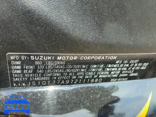 2007 SUZUKI GSX-R1000 JS1GT77A972111880 image 9