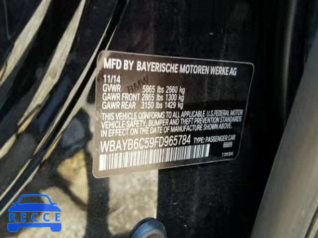 2015 BMW 750I XDRIV WBAYB6C59FD965784 зображення 9