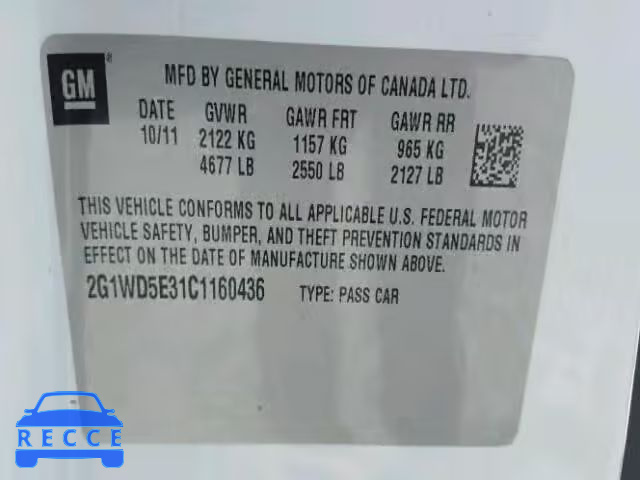 2012 CHEVROLET IMPALA POL 2G1WD5E31C1160436 image 9