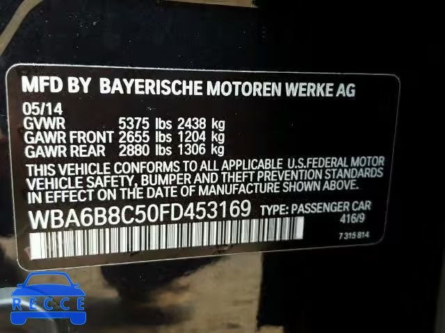 2015 BMW 640XI GRAN WBA6B8C50FD453169 image 9
