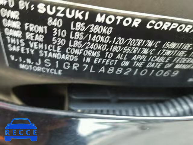 2008 SUZUKI GSX-R750 JS1GR7LA882101069 image 9