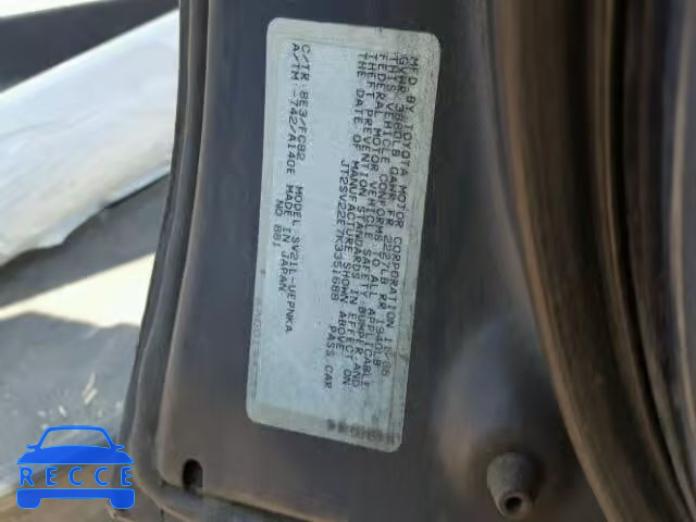 1989 TOYOTA CAMRY LE JT2SV22E7K3351688 image 9