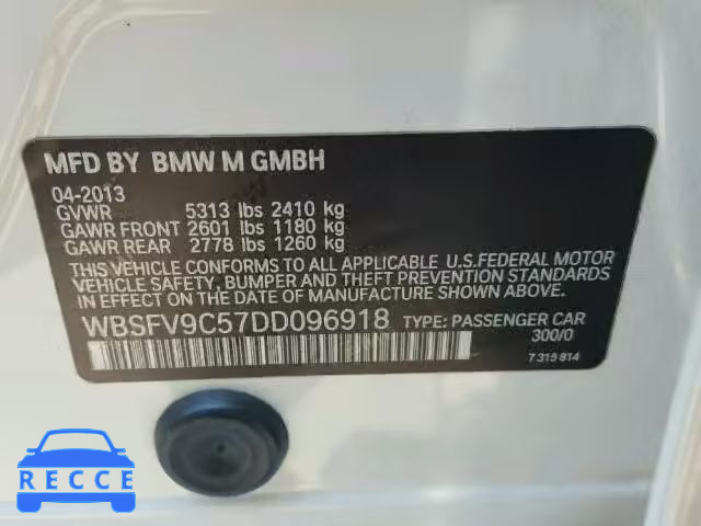 2013 BMW M5 WBSFV9C57DD096918 зображення 9