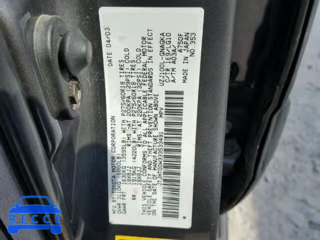 2003 LEXUS LX 470 JTJHT00W333533491 image 9