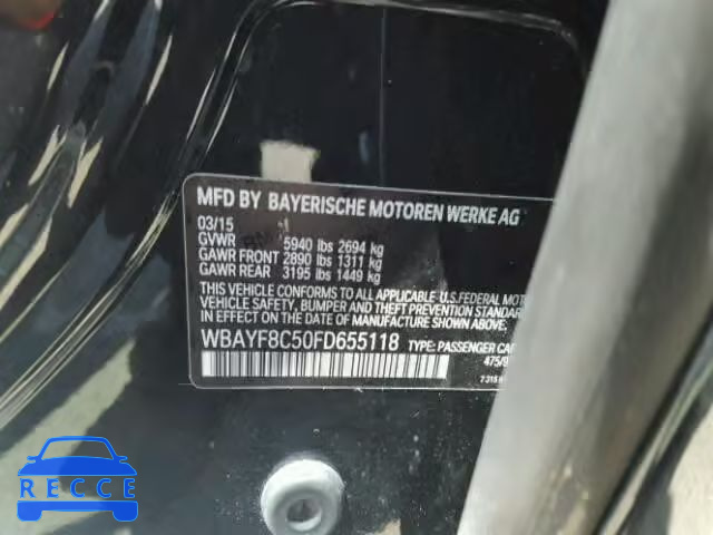 2015 BMW 750LI XDRI WBAYF8C50FD655118 image 9