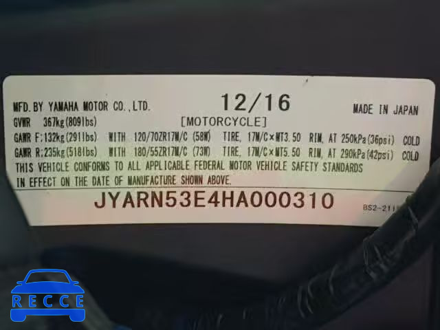 2017 YAMAHA FZ09 JYARN53E4HA000310 image 9