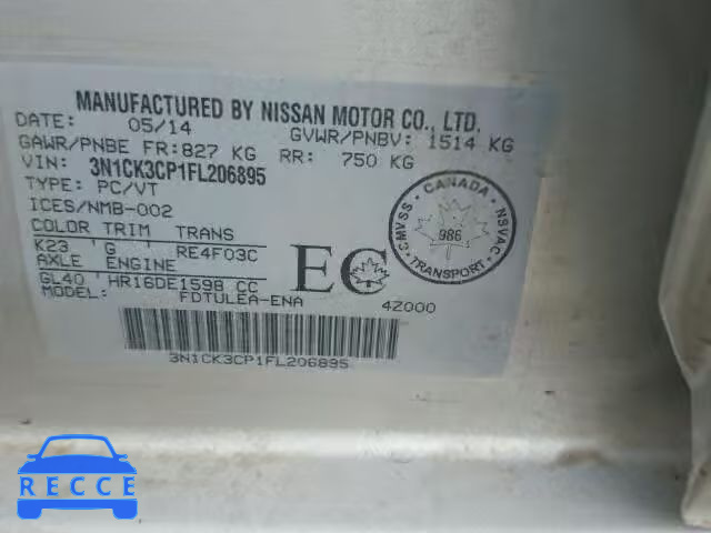 2015 NISSAN MICRA 3N1CK3CP1FL206895 image 9