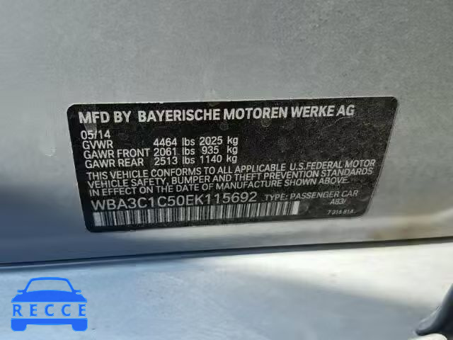 2014 BMW 328 WBA3C1C50EK115692 зображення 9