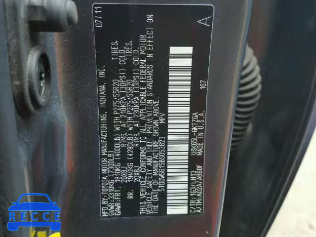 2011 TOYOTA SEQUOIA PL 5TDDW5G15BS053823 image 9