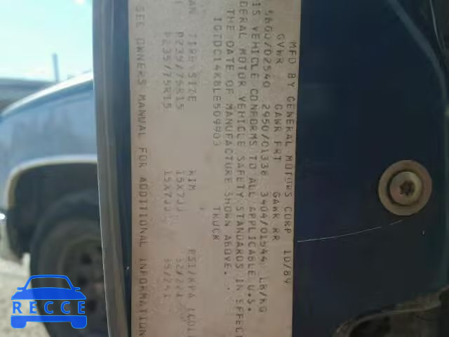 1990 GMC SIERRA C15 1GTDC14K8LE509903 image 9
