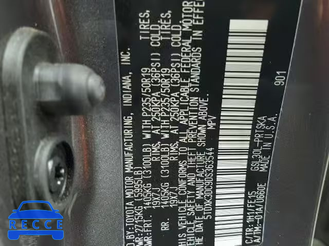 2013 TOYOTA SIENNA SPORT 5TDXK3DC9DS363544 image 9