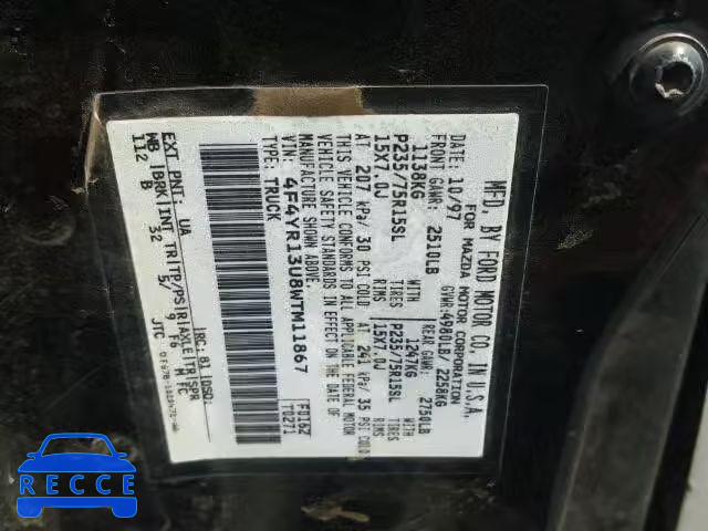 1998 MAZDA B3000 4F4YR13U8WTM11867 Bild 9