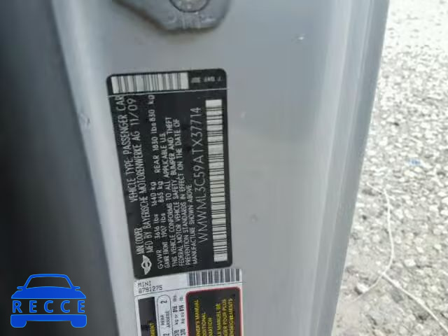 2010 MINI COOPER CLU WMWML3C59ATX37714 image 9