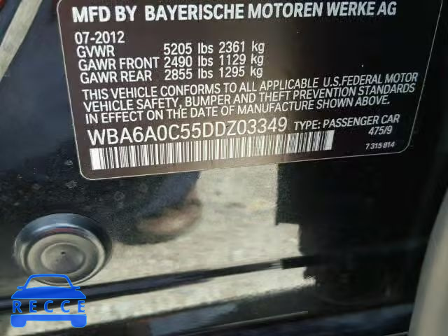2013 BMW 640I WBA6A0C55DDZ03349 зображення 9