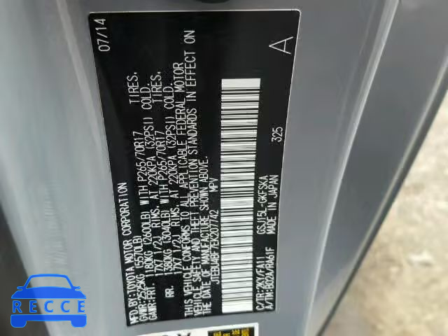2014 TOYOTA FJ CRUISER JTEBU4BF7EK207742 image 9